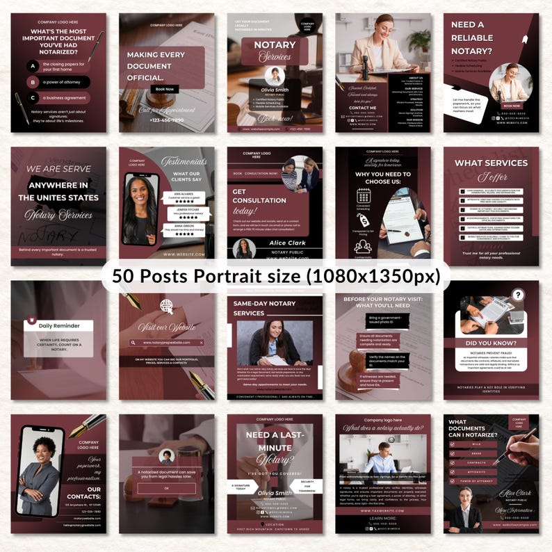 Notary Posts Notary Social Media Post Bundle, Notary Instagram Posts and Story ...