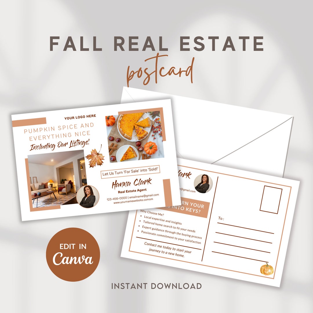 Fall Real Estate Postcard, Realtor Postcards Template, Fall Real Estate