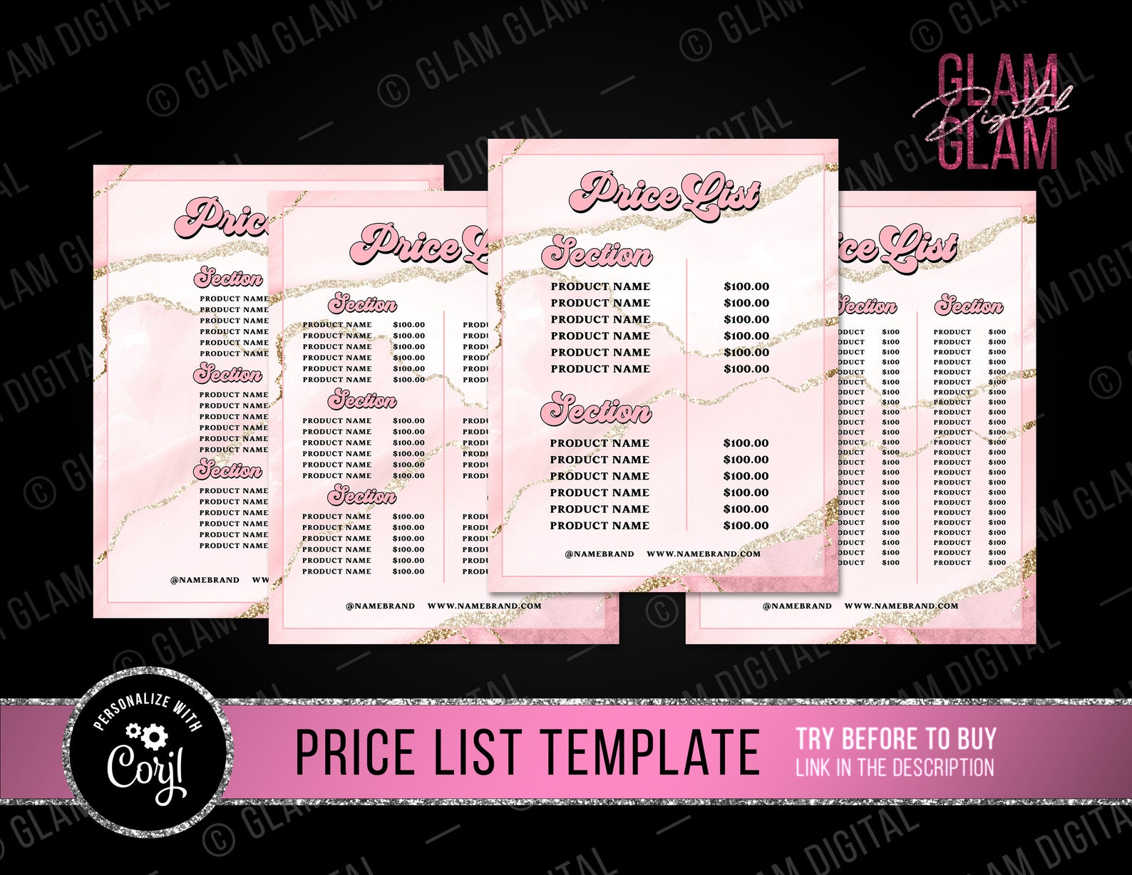 Price List Template Editable. Printable Price Sheet DIY Price Etsy UK