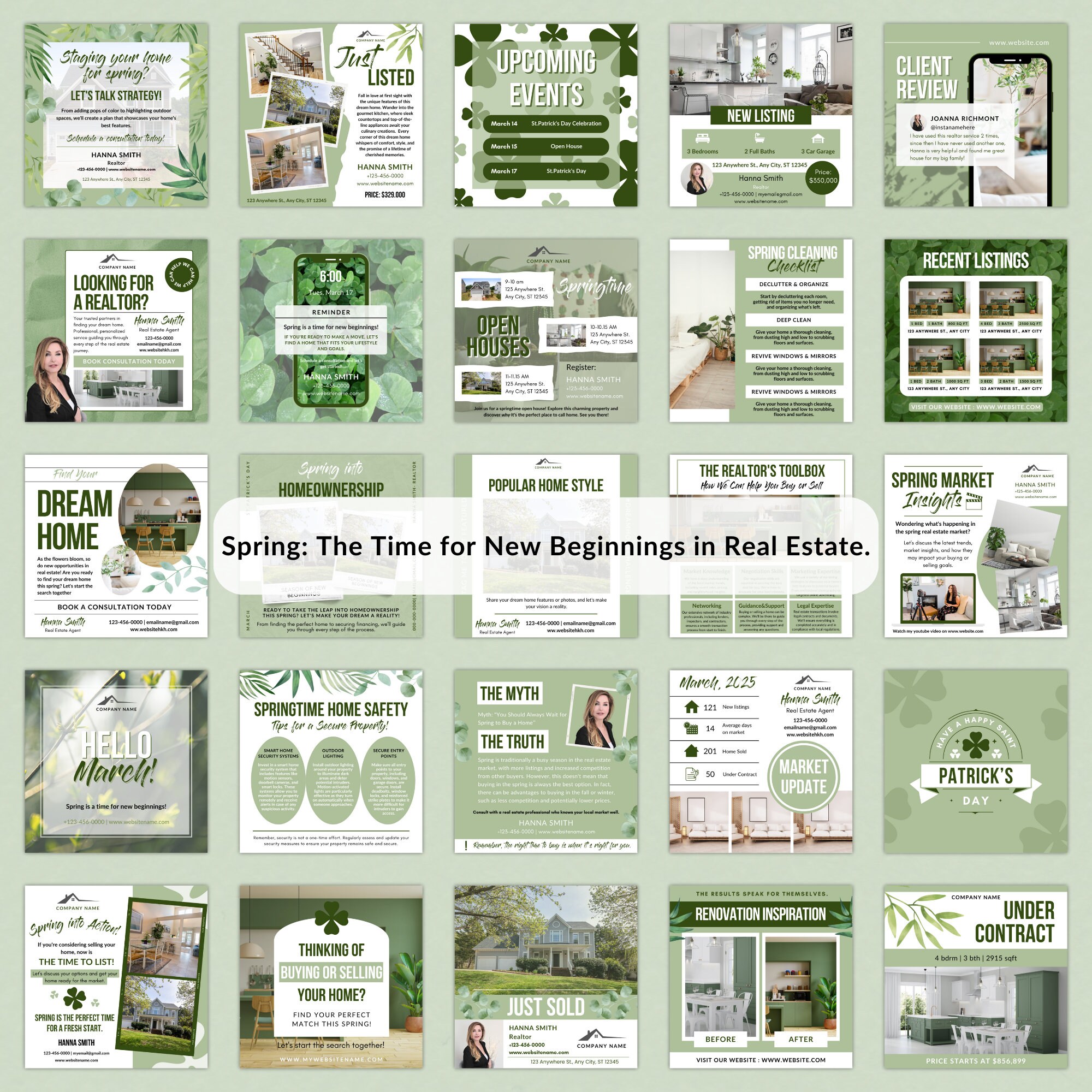 Spring Posts For Realtor March Realtor Instagram Posts, Spring Real Estate Social Media Template ...