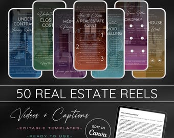 Real Estate Instagram Reels Video Templates, Realtor Social Media Reels, Real Estate Stories , Reels Canva Template, Real Estate Captions