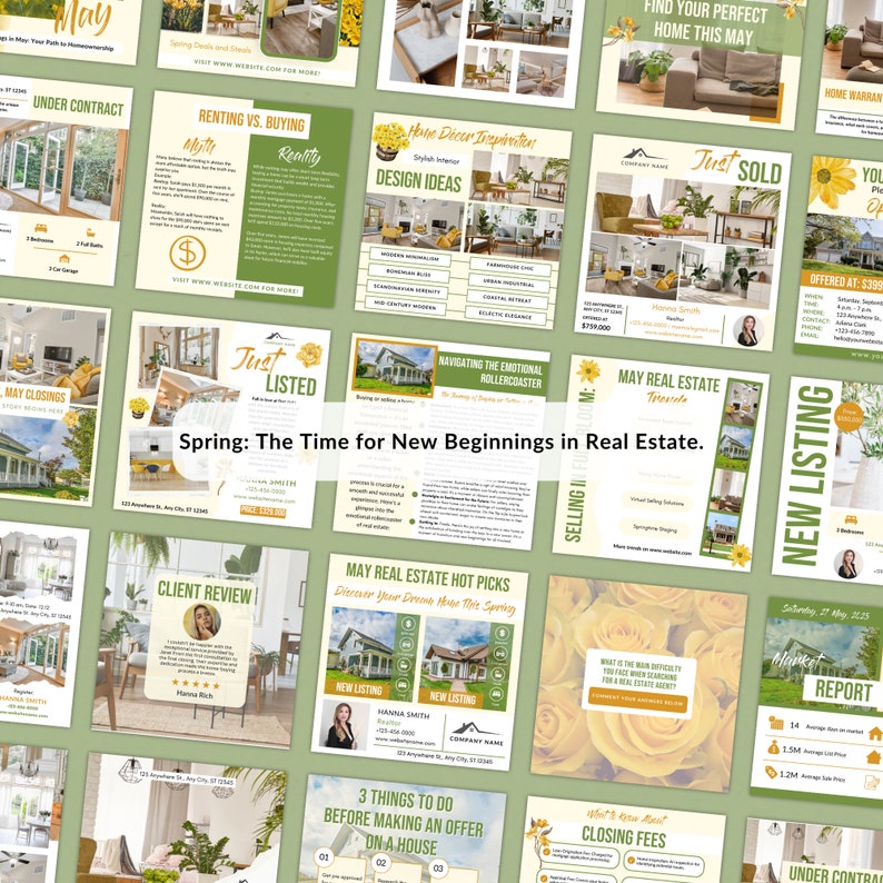 Spring Posts For Realtor May Realtor Instagram Posts, Spring Real Estate Social Media Template ...