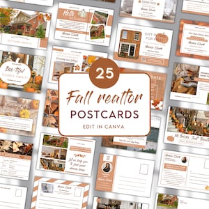 Herbst-Immobilien-Postkarten-Vorlagen, 25 Makler-Postkarten-Bundle, Herbst-Immobilienmakler-marketing, Thanksgiving-Makler-Postkarte