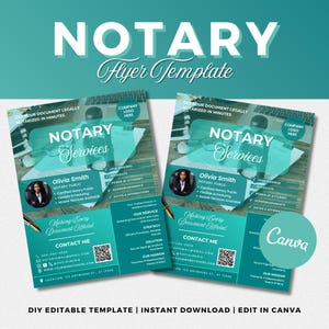 Notary Flyer Template, Notary Social Media Flyer, Notary Services Flyer, Turquoise Notary Marketing, Loan Signing Agent Flyer,Canva Template