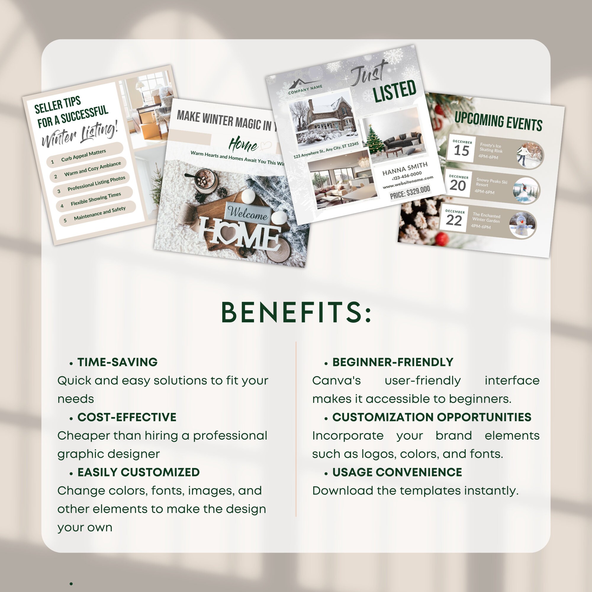 Christmas Realtor Instagram Post Templates, Winter Holidays Real Estate ...