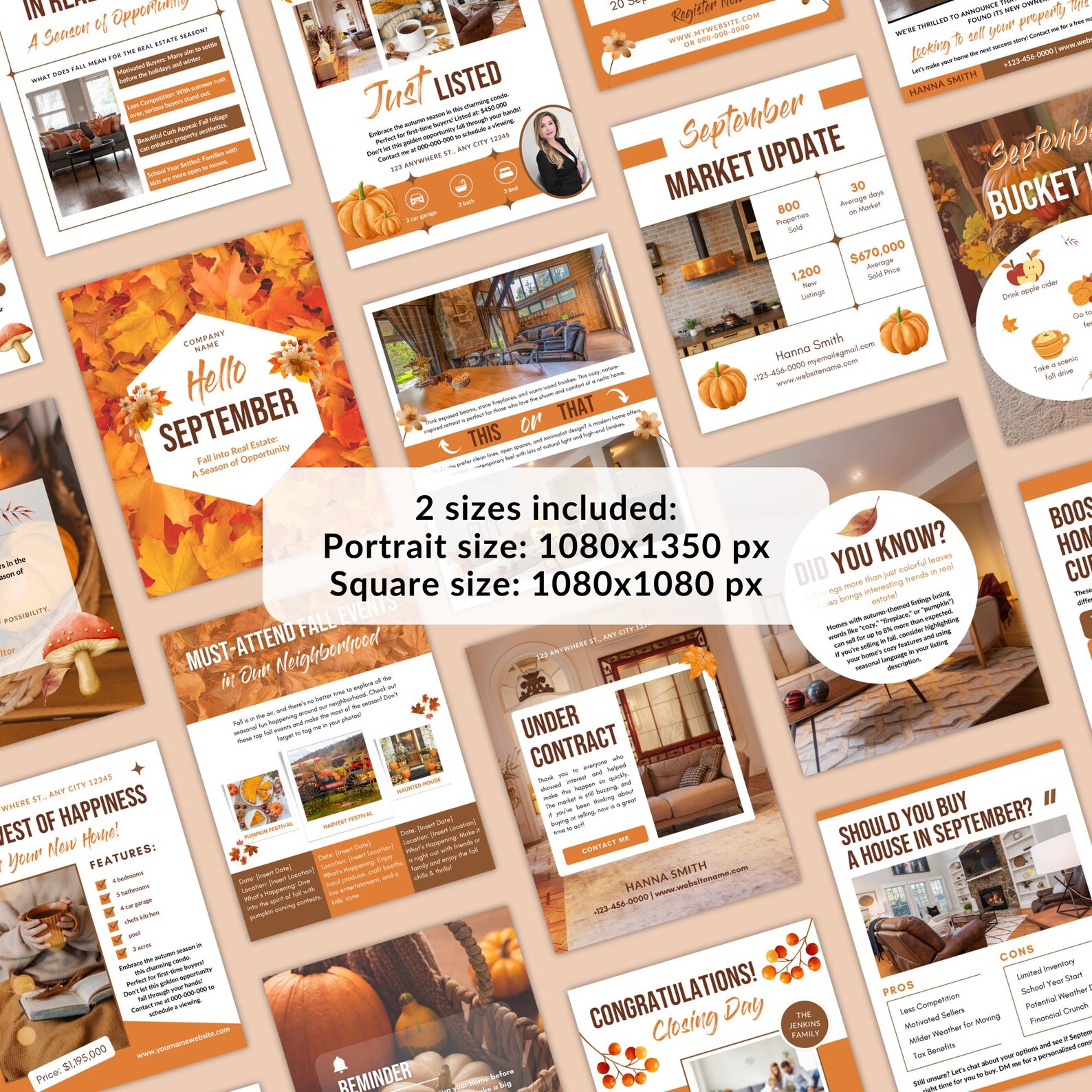 September Real Estate Instagram Posts, Fall Realtor Social Media ...