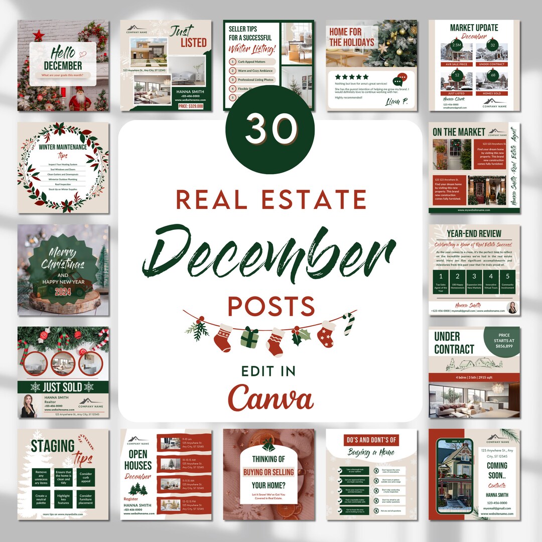 December Realtor Social Media Post Templates, Winter Real Estate ...