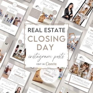 Closing Day Instagram Posts, Real Estate Closing Day Template,Social Media Posts, Congrats Closing Day, Realtor Marketing, Canva Template C1