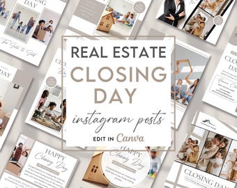 Closing Day Instagram Posts, Real Estate Closing Day Template,Social Media Posts, Congrats Closing Day, Realtor Marketing, Canva Template C1