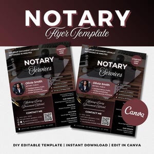 Szablon ulotki notarialnej, szablon ulotki w mediach społecznościowych notariusza, ulotka o usługach notarialnych, marketing notarialny, ulotka agenta podpisującego pożyczkę, szablon Canva