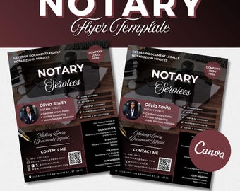 Notary Flyer Template, Notary Social Media Flyer Template, Notary Services Flyer, Notary Marketing, Loan Signing Agent Flyer, Canva Template