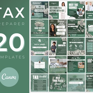 DIY Canva Tax Business Flyer, Tax Prep Flyers, Tax Posts, Tax Season Social Media Flyer, Tax Preparation Flyers, Tax Services Flyers