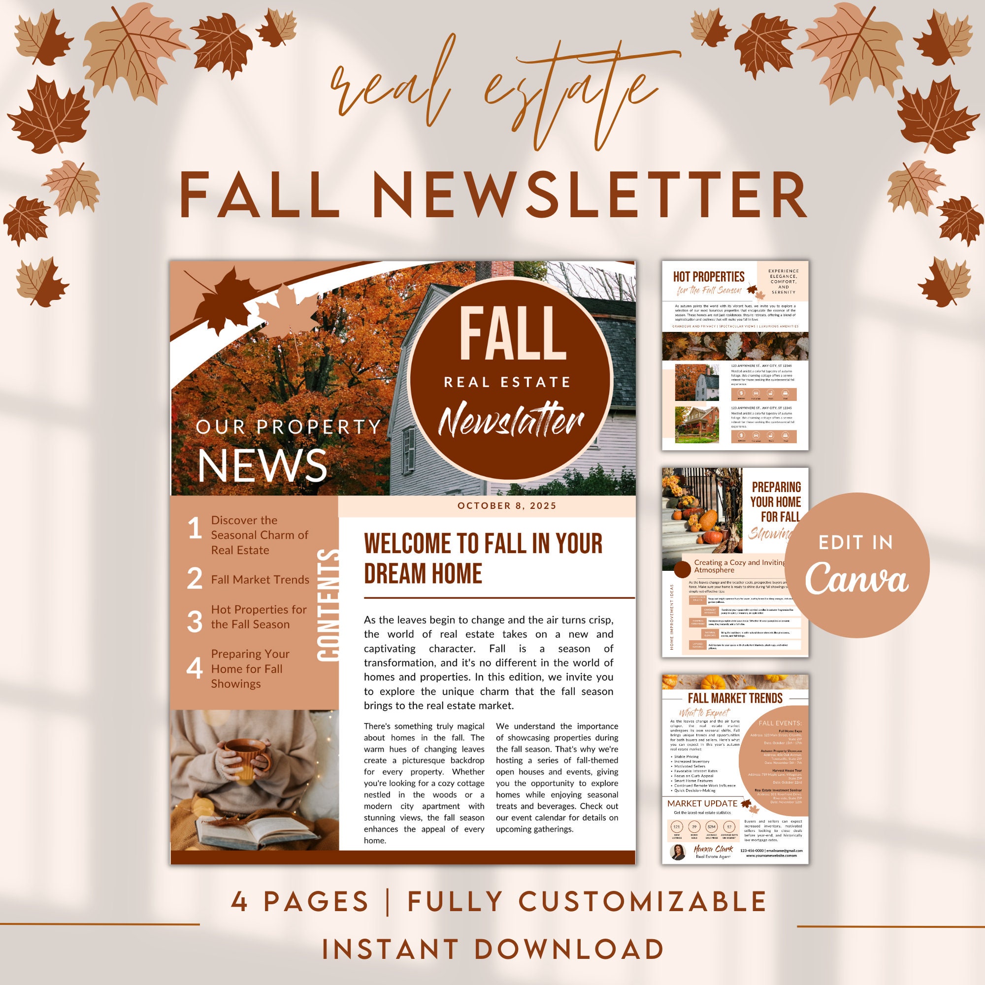 Real Estate Fall Newsletter, Realtor Fall Marketing Newsletter ...