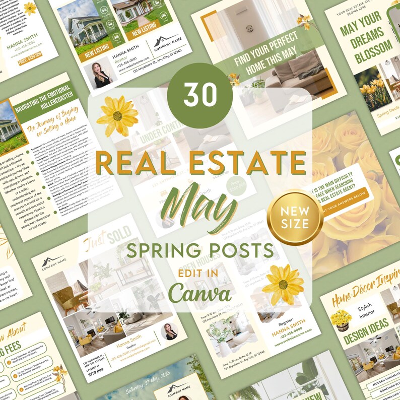 Spring Posts For Realtor May Realtor Instagram Posts, Spring Real Estate Social Media Template ...