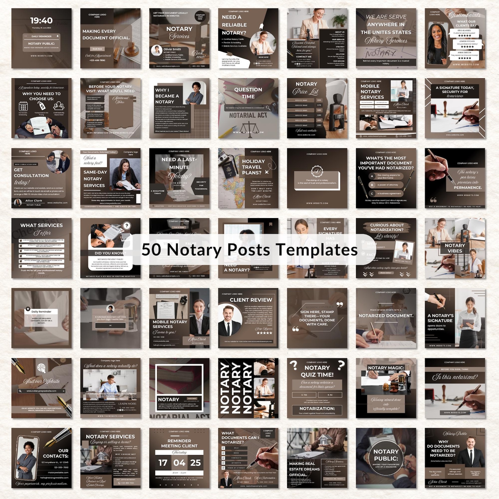 Notary Posts Notary Instagram Posts Bundle, Notary Social Media Templates, Notary ...