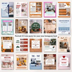 Real Estate Instagram Posts Bundle, Realtor Full Year Posts Bundle, 12 Monthly Realtor Social Media Posts , Editable Canva Post Template image 2