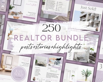 Realtor Instagram Bundle, Realtor Instagram Post Templates, Real Estate Stories, Highlights, Modern Real Estate Agent Marketing Kit P4