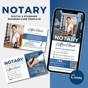 Notar Visitenkarte und digitale Kartenvorlage, Visitenkarte für Notare, Notarmarketing, Loan Signing Makler Visitenkarte, Canva
