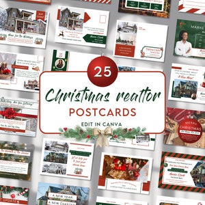 Weihnachts-Immobilien-Postkarten-Vorlagen, 25 Makler-Postkarten-Bundle, Winter-Immobilienmakler-Optimierung und Feiertage-Immobilienpostkarten