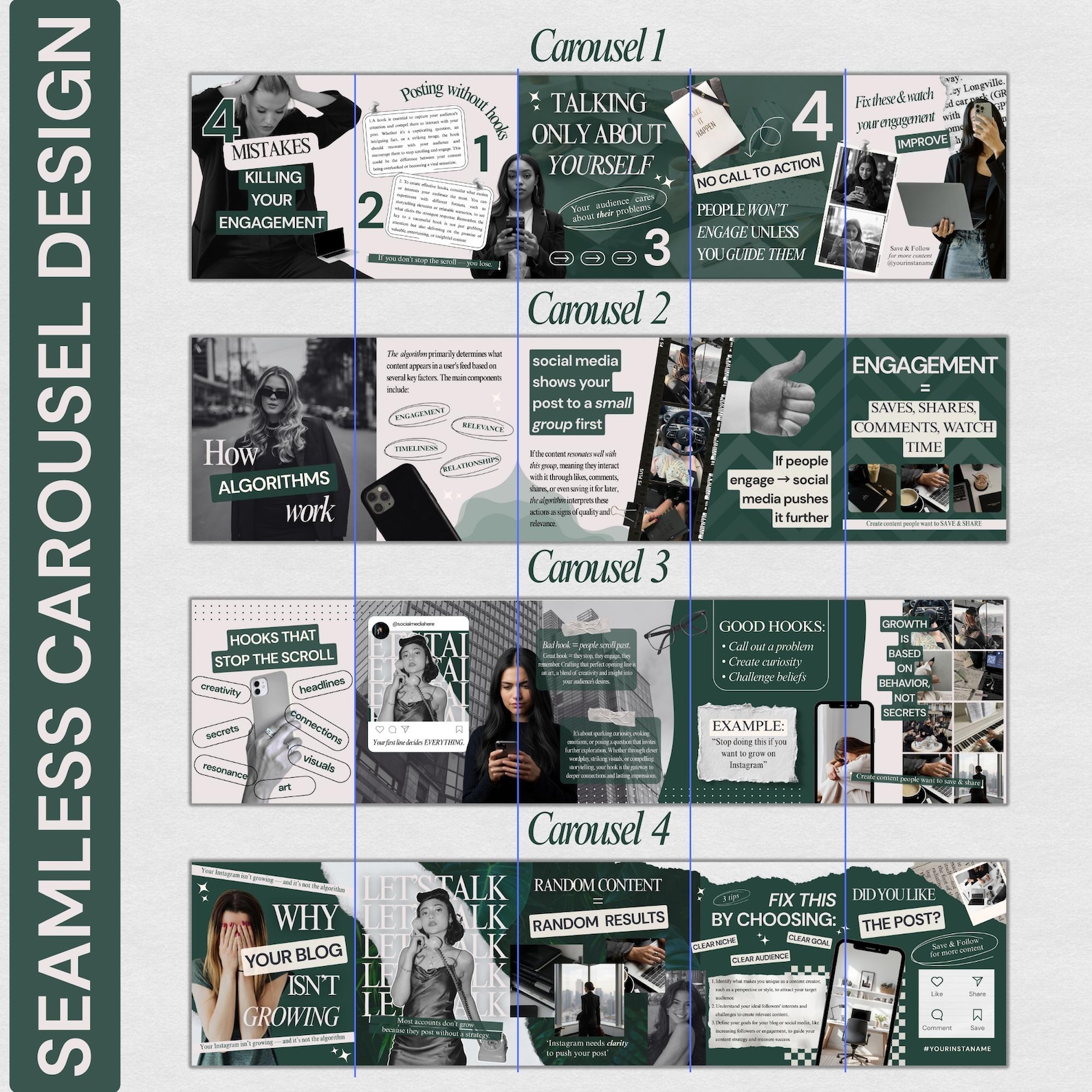 Instagram Carousel Templates, Social Media Marketing Carousels, Social ...