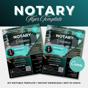 Notary Flyer, Notary Social Media Flyer Template, Notary Services Flyer, Turquoise Notary Marketing,Loan Signing Agent Flyer,Canva Template