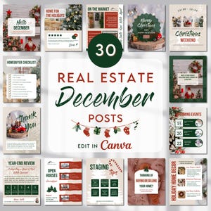 December Realtor Social Media Post Templates, Winter Real Estate Instagram Posts, Real Estate Agent Posts, Christmas Realtor Marketing Posts