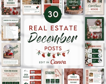 December Realtor Social Media Post Templates, Winter Real Estate Instagram Posts, Real Estate Agent Posts, Christmas Realtor Marketing Posts
