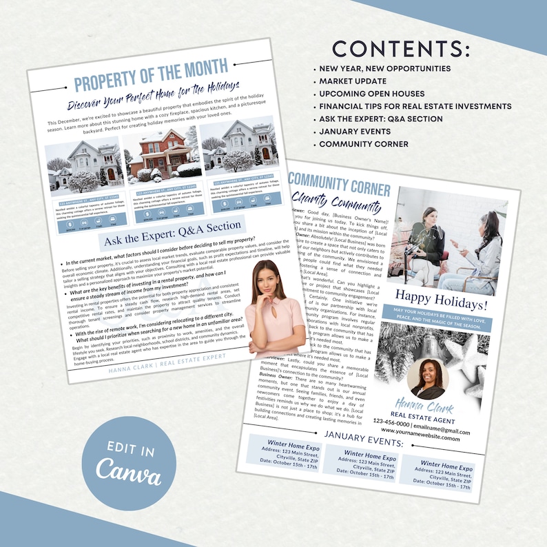 January Realtor January Real Estate Newsletter, Realtor Winter Marketing Newsletter ...