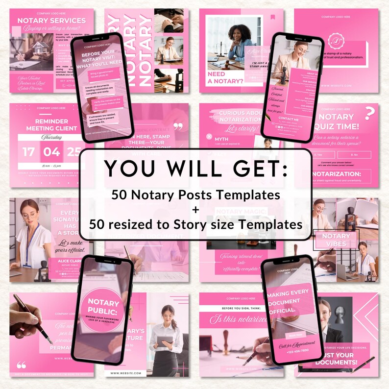 Notary Posts Notary Social Media Post Bundle, Notary Instagram Posts and Story ...
