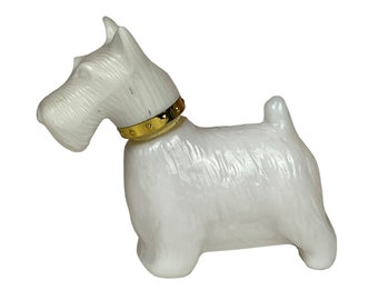 Vintage Avon Scotty Dog White Glass Perfume Bottle