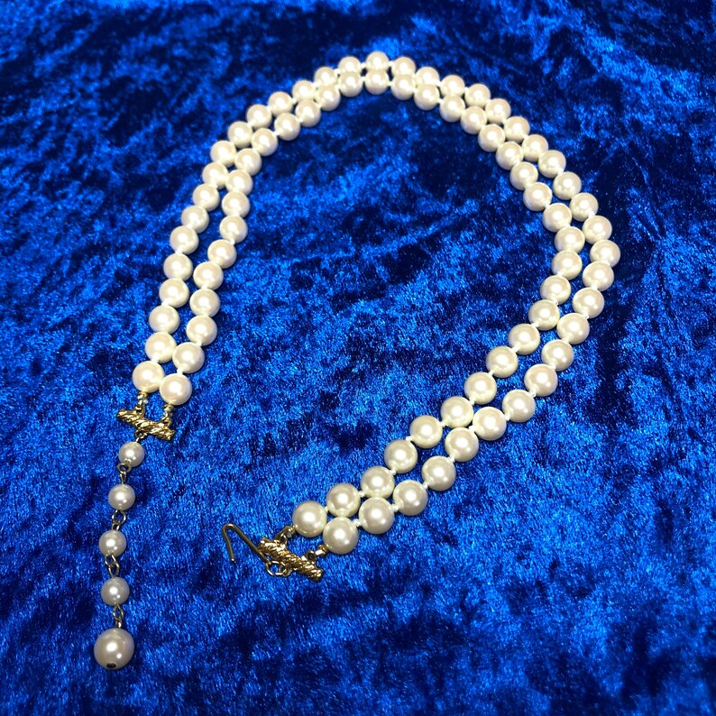 Vintage Pearl Necklace Double Strand Adjustable Length