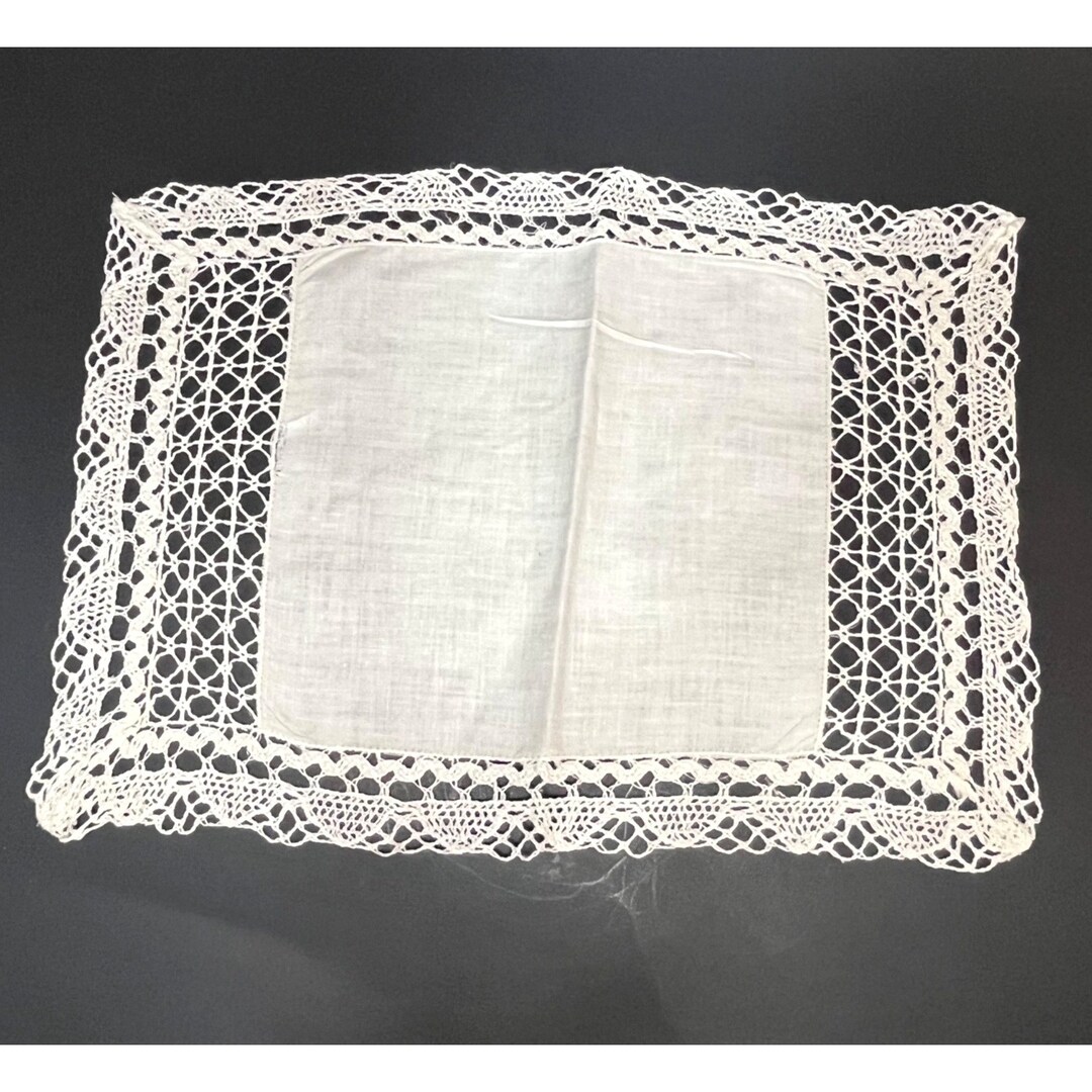 Vintage Linen Rectangular Doily Crochet Edge - Etsy