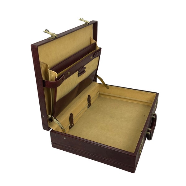 Vintage Hardshell Briefcase Faux-Leather Burgundy Combination Lock