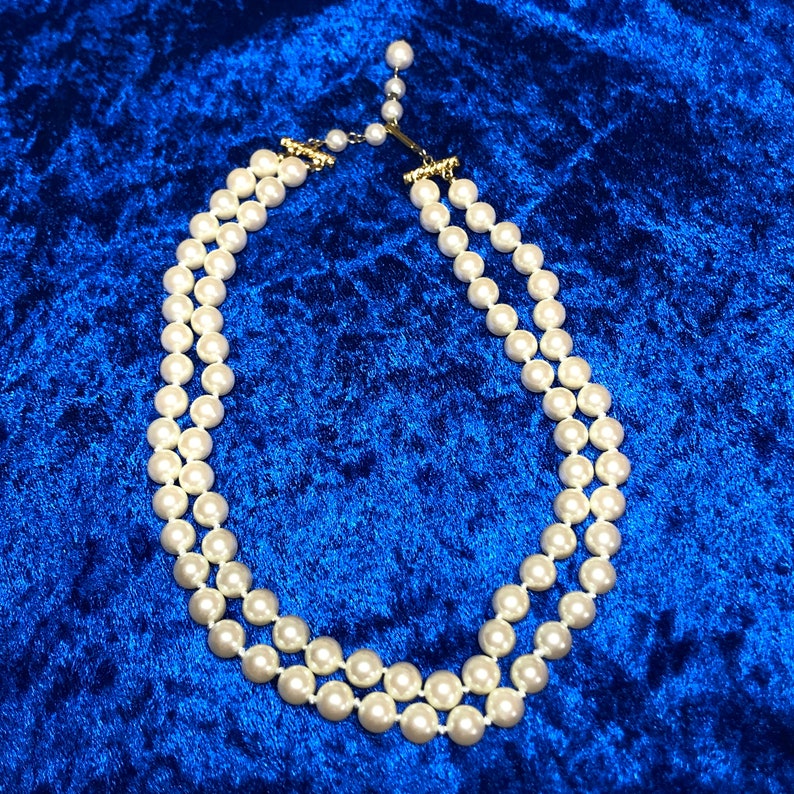 Vintage Pearl Necklace Double Strand Adjustable Length