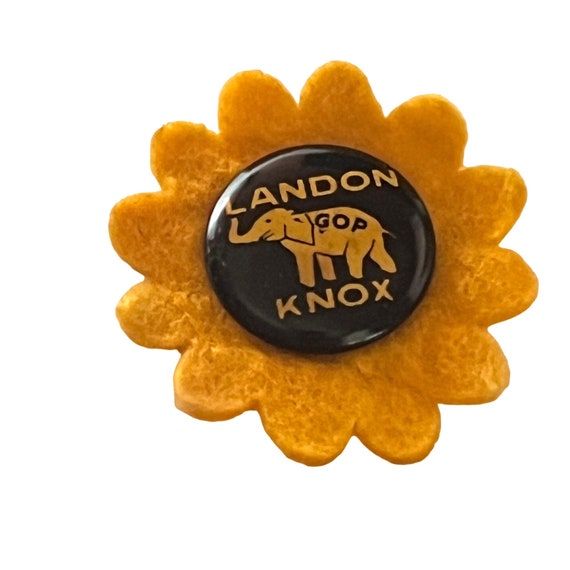 1936 Landon Knox GOP Campaign Sunflower Pin Button