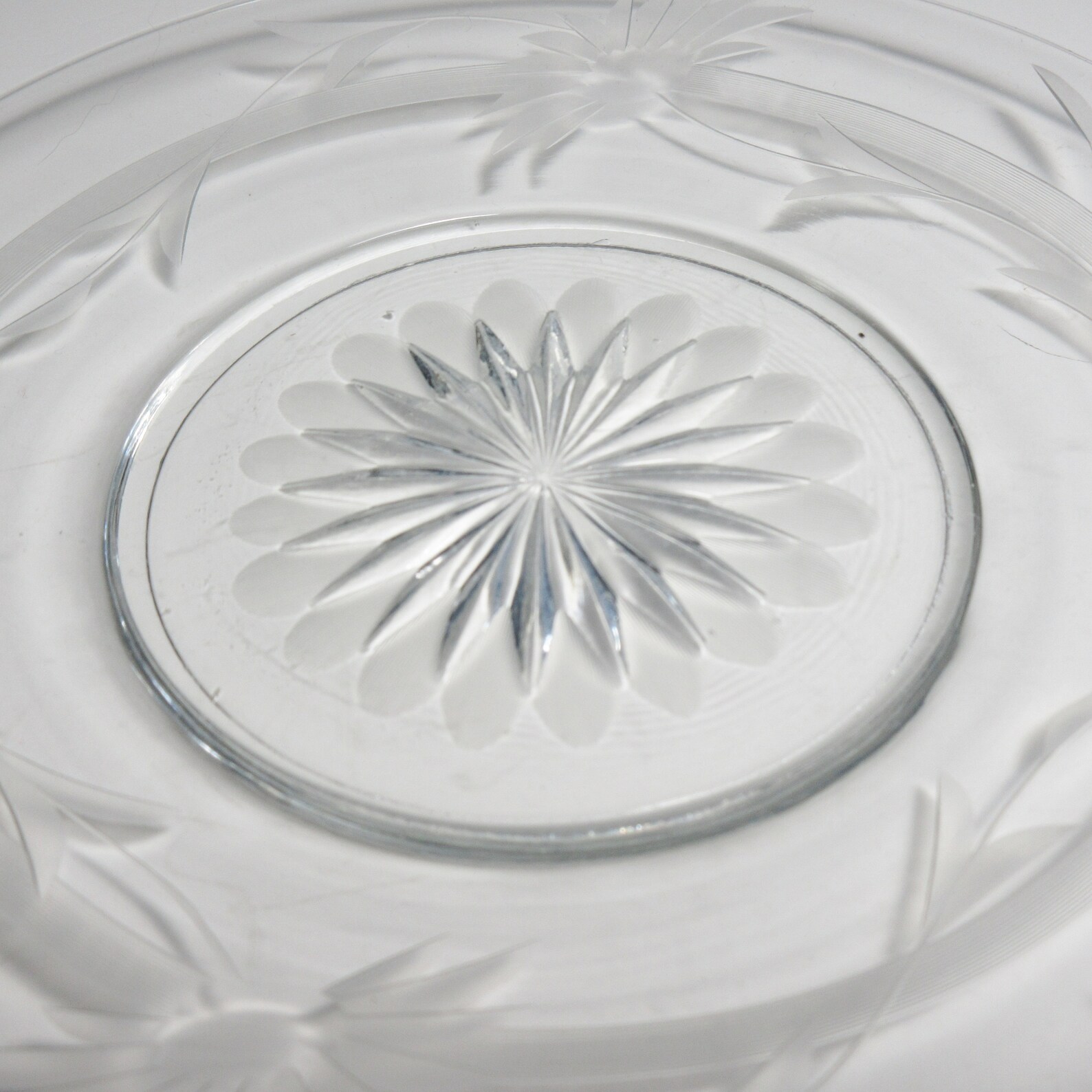 Vintage Clear Glass Plates Set of 6 Etched Floral Pattern Etsy