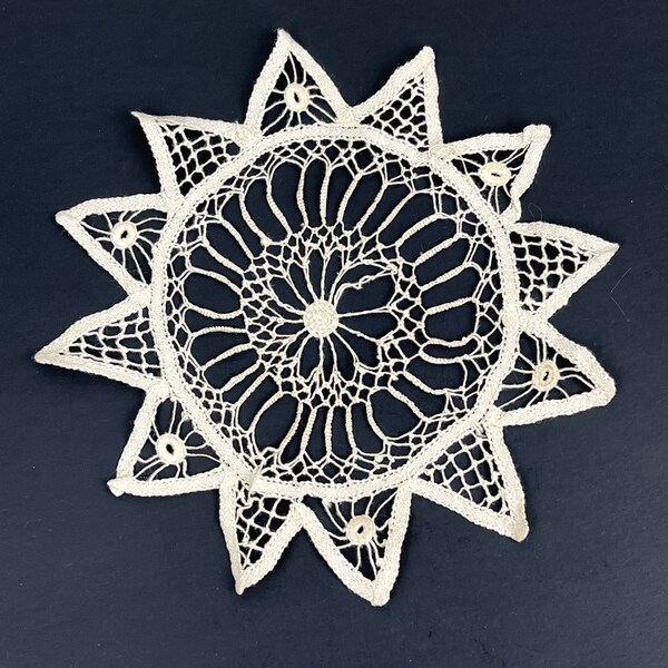 Vintage Antique Handmade Crochet Doily Delicate Small Star Shape