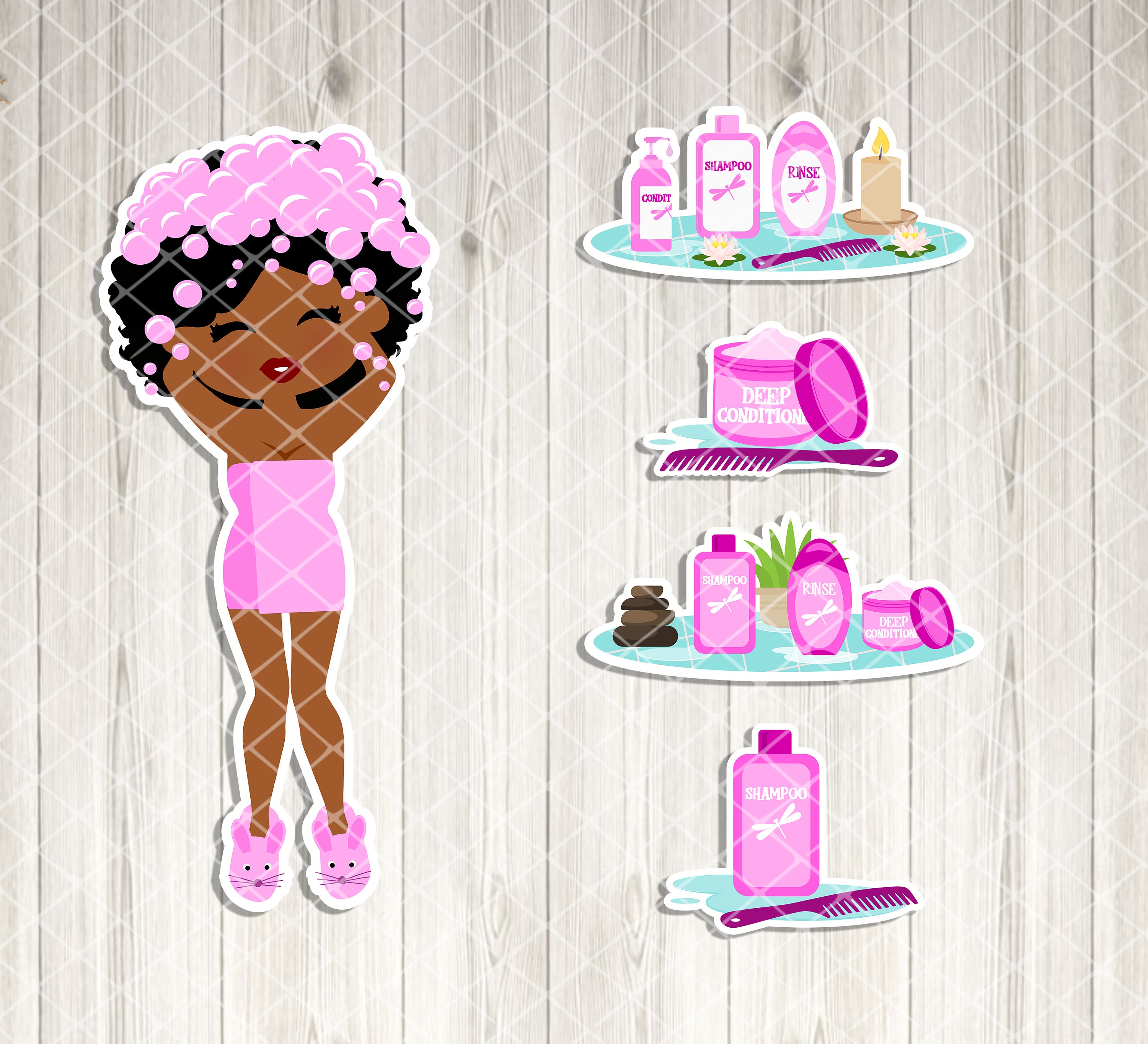 Shampoo Planner Sticker, Wash Hair Sticker, Black Girl Planner Sticker ...