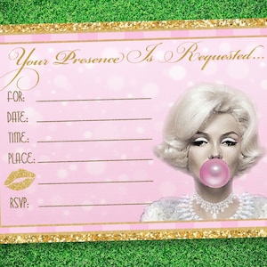 Marilyn Monroe Invitation, Fill-In Invitation, Cocktail Party Invitation, Brunch Invite, Birthday Invitation, Invitation PDF