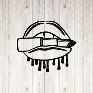 Dripping Lips SVG, B&W Dripping Lips SVG