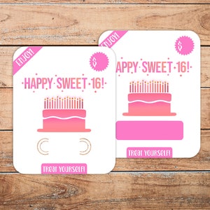 Sweet Sixteen Geldkarte, 16. Geburtstagsgeschenk, 16. Geburtstagskarte, Geldkarte PDF