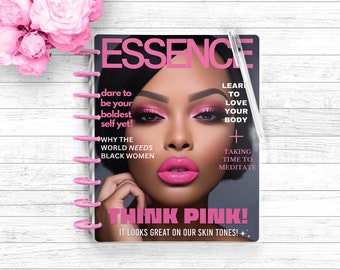 May include: A magazine cover for Essence magazine featuring a woman with pink makeup and the text "Think Pink! It looks great on our skin tones!"