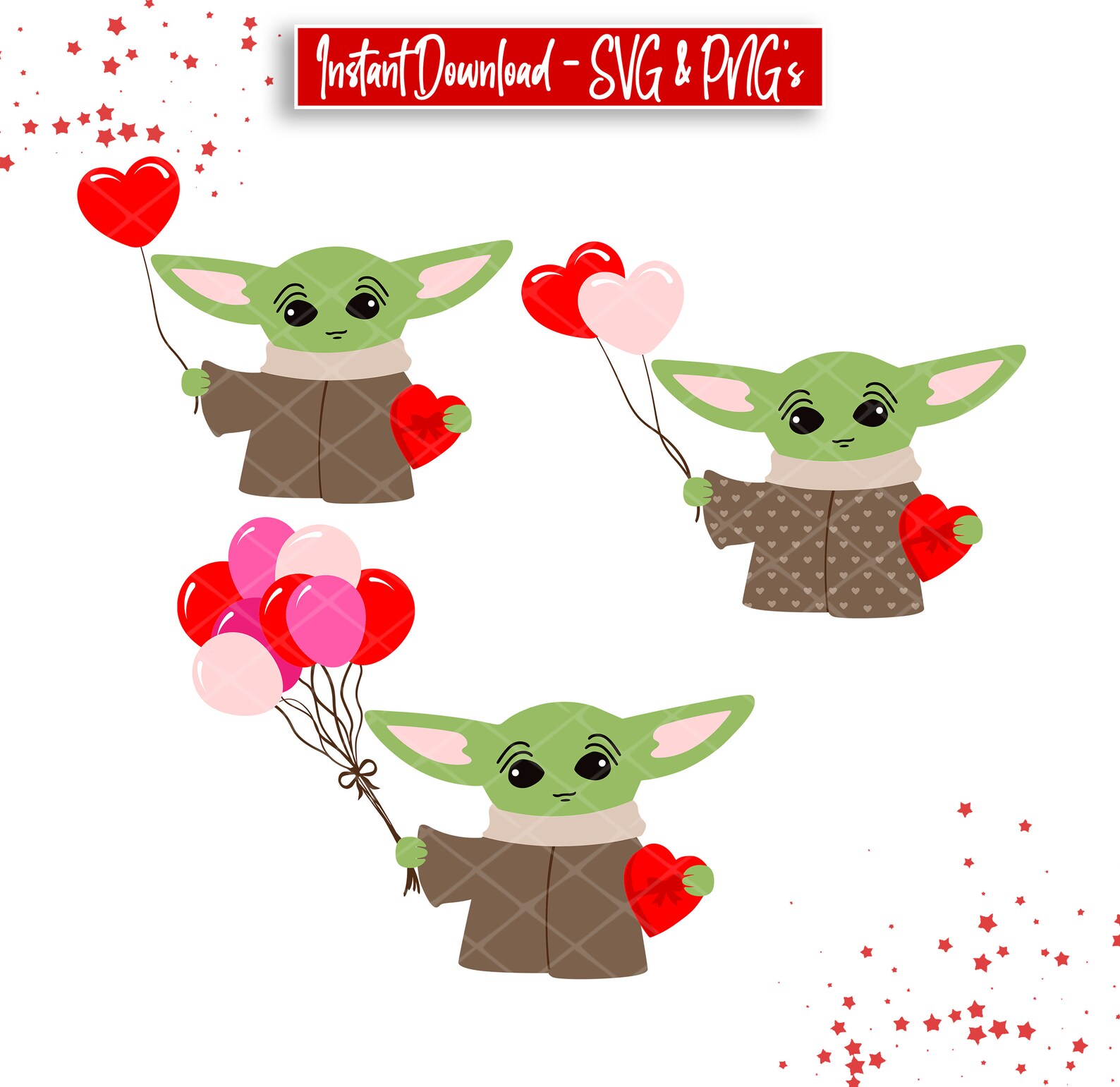 Yoda Valentine Bundle Yoda Valentine Svg's and Png's Etsy