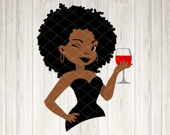 Black Woman Wine SVG & PNG for Sublimation