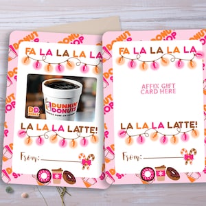 Porta-cartão-presente Donut Shop PDF, Porta-cartão-presente Thanks a Latte, Porta-cartão-presente inspirado em Dunkin Donuts