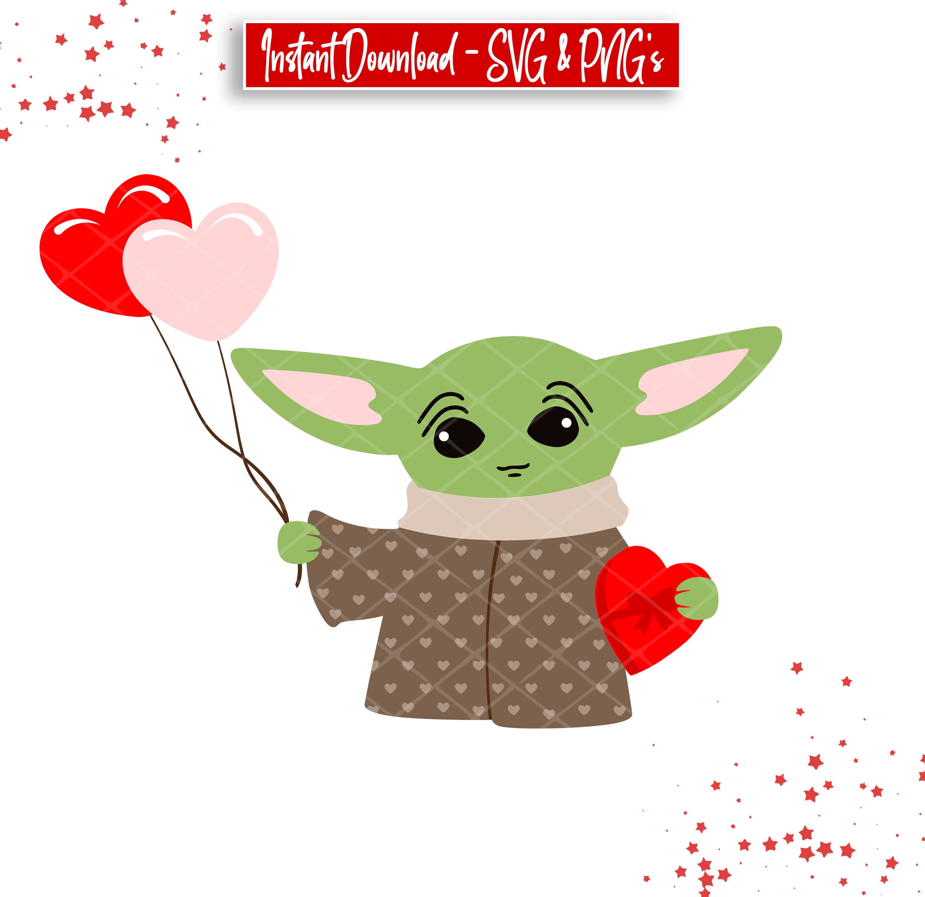Yoda Valentine Bundle Yoda Valentine Svg's and Png's Etsy