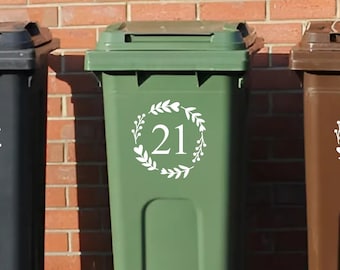 Wheelie bin house number vinyl stickers