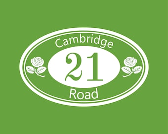 White Wheelie bin house number vinyl stickers with Street/road name