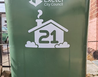 Wheelie bin house number vinyl stickers - number decals