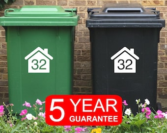 Wheelie bin stickers - House number or address vinyl bin stickers decals